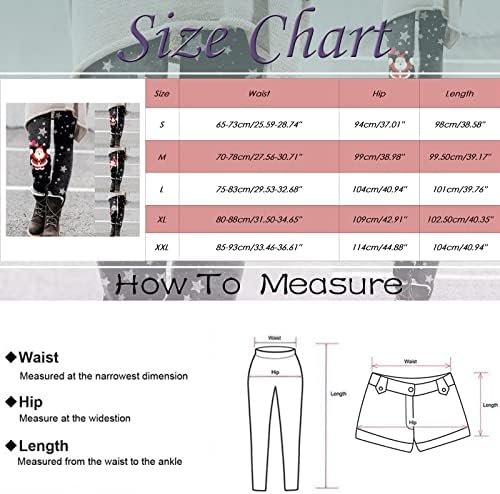 Yoyorule Ladies Casual Cartoon Cutelo Christmas Papai Noel Interior dentro de leggings Boots calças de manteiga Perseguindo