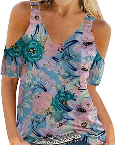 Ombros frios para mulheres, tops de verão para mulheres 2023 Tops da moda T camisetas Florais Tees Floral