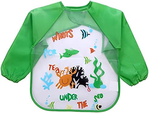 Bib Boys Smock Apron alimentando o desenho animado de desenho animado meninas de manga longa crianças à prova d'água cuidados