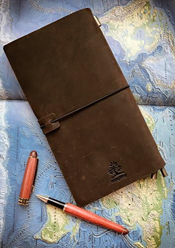 Kangway Genuine Leather Journal Reabilable Traveler Notebook titular de cartões de cartão artesanal para homens Mulheres
