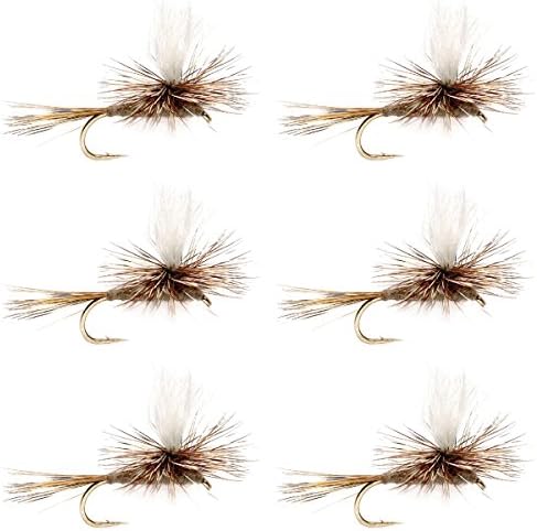 A pesca com mosca Place Calf Tail Parachute Adams Trout Trout Dry Fly Fishing mosty - Conjunto de 6 moscas tamanho 12