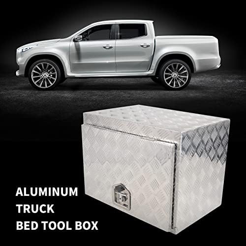8SC82 Caixa de ferramentas de alumínio prateada de 24 polegadas de 24 polegadas 5 barra de palha de barra para picape de trailers de carros de caminhão para caminhão Organizador de ferramentas de armazenamento de armazenamento de ATV com trava e chave