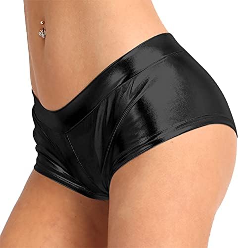 vastwit feminino feminino brilhante Metallic High Boity Botty Shorts Hot Pants Festival Rave Dance Bottoms Clubwear