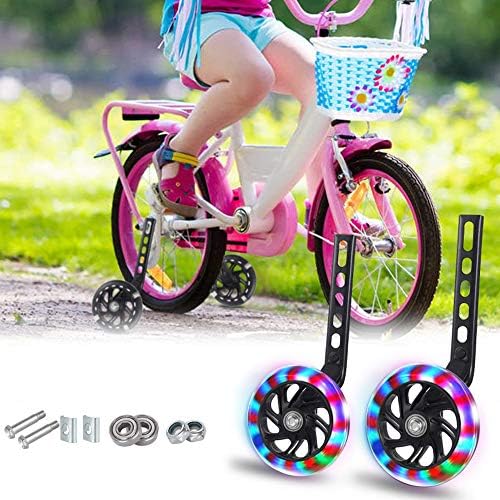 Rodas de treinamento QKTYB, rodas de treinamento de bicicleta flash rodas de treinamento silencioso estabilizadoras de bicicleta infantis Rodas de treinamento de bicicletas universais para crianças de bicicleta 12 14 16 18 20 polegadas