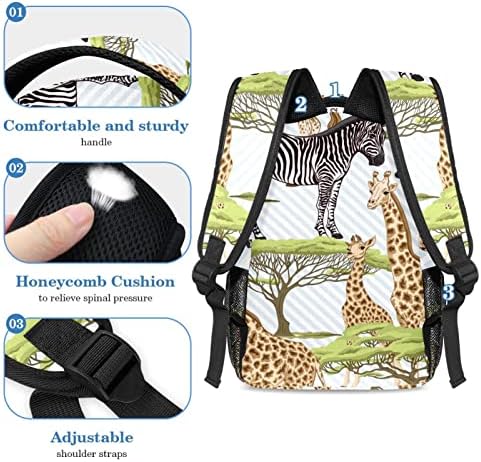 Tbouobt Travel Mackpack Conjunto de mochila casual de laptop leve para homens, zebra girafa pinheiro animal