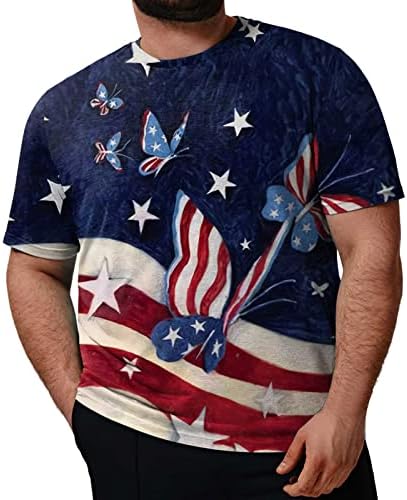 Ruiruilico patriótico camisetas para homens America Flag de verão Tops de manga curta casual Relax Fit Prints Blouse