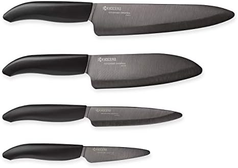 Kyocera 5 peças Faca de faca de cerâmica Conjunto, tamanhos de lâmina branca: 5.5 , 5, 4,5 , 3, inoxidável