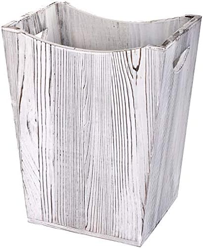 Lata de lixo de Kingrol com alças embutidas, cesta de resíduos de madeira vintage de 1,5 galão, lixeira retangular de recipiente