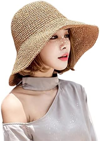 Chapéu de palha de verão feminino de Soddeph com fechamento de cordão para atividades de praia, viagens e ao ar livre