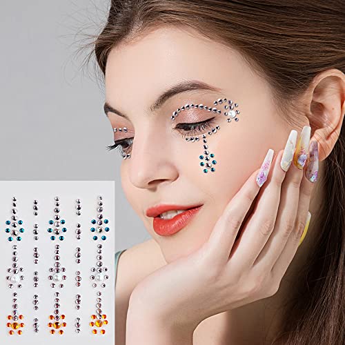Face Gems Face Jewels Adesivos Automididos de Cristal Cristal Deacls Diamante para o Body Eye Face Makeup Party