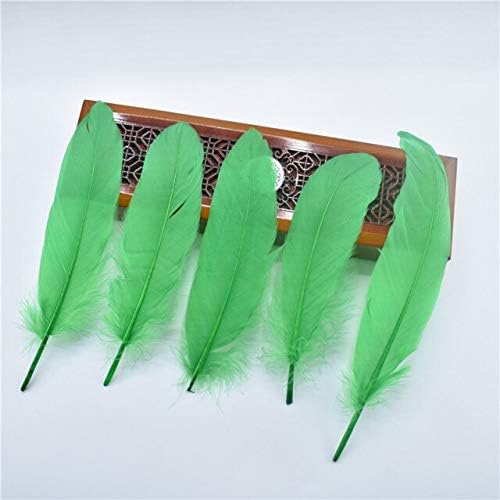 Zamihalaa 10/100pcs Pólo de ganso duro penas de ganso diy penas para jóias que produzem bordados decoração de casamento chapéu de plumas 13-20cm - penas verdes de grama - 100pcs