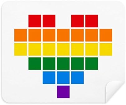 Arco -íris gay caixa pequena coração coração limpando limpador de tela 2pcs camurça tecido