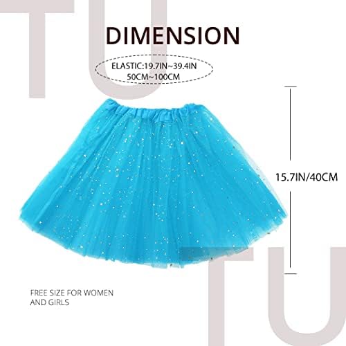 Twinklede feminino Tulle Ballet Tutu Skirt Glitter Sparkle Saias de Tutu em camadas com estrelas para mulheres e meninas