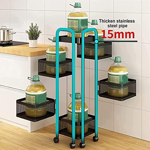 Rack de armazenamento de cozinha Cozinha de cesta de armazenamento quadrado em camadas ， 360 ° Girando o carrinho de cesta
