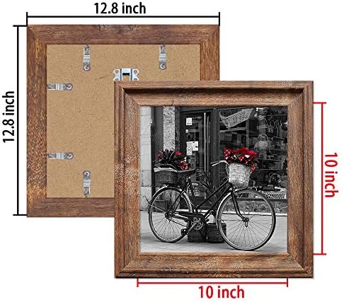 Conjunto de madeira de 10x10 de moldura de dois, quadros quadrados rústicos para montagem na parede e mesa 10 por 10 hardware