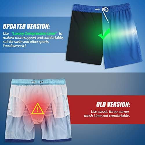 QRANSS Mens Swim Turncos de compressão Liner Quick Dry 5.5 '' Swimwear Shorts com boxer breves forrados