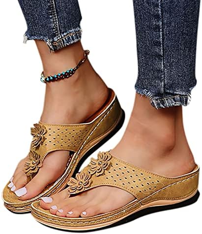 Jquebgu Sandals Women Dressy Summer, sandálias femininas Ortopédico Aberto Sandálias Retro Anti-deslocamento Sandálias de plataforma casual de verão