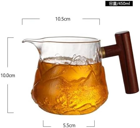 Paynan 450ml de vidro de vidro justo copo de alta temperatura alça de madeira Conjunto de chá Acessórios