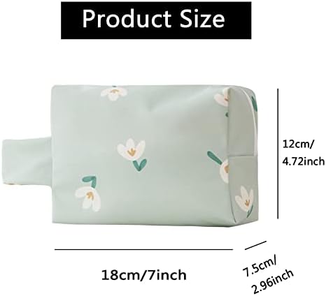 Saco de maquiagem de padrão de flores vdooree com alça de manípulo pequeno bolsa de maquiagem de higienes de higiene de viagem à prova