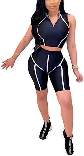 Mulheres 2 PCs Fitness Roupet Fitness Sleeveless V Neck Crop Top+Shorts Club Party Tracksuit Set