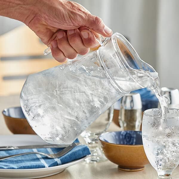 Jarra de vidro de qualidade com tampa e alça - elegante bebida de jarro - 1320 ml. Para bebidas frias - água, soco, limonada, suco, leite, café gelo - 1,3 ml. ou 40 0z.