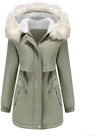 Daseis Fleece forrado jaqueta parka com capuz, casaco de inverno para feminino de manga longa e longa botão casual para baixo