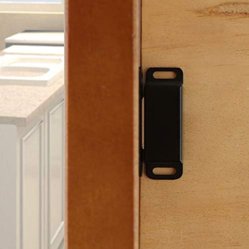 Alise 4-Pack Black Door Magnetic Catch, armário de gabinete captura trava com forte magnético, feito de aço inoxidável