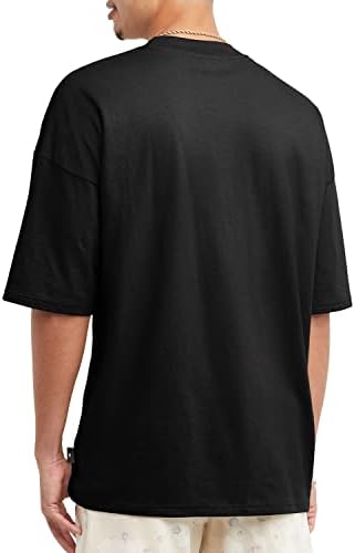 Camiseta masculina campeã, camiseta relaxada para homens, camiseta de algodão no meio do meio, algodão