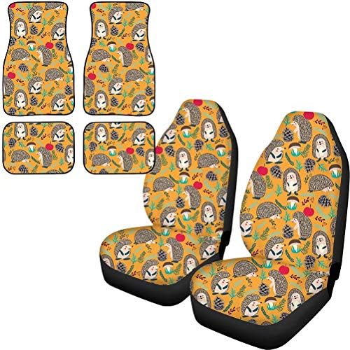Afpanqz Hedgehog Amarelo Tapetes de piso do carro Capas de banco dianteiro 2 PCs Proteção do banco da frente, almofada