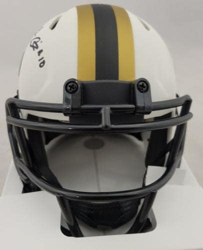 Tre'quan Smith assinou o New Orleans Saints Lunar Eclipse Speed ​​Mini Capacete JSA CoA - Mini capacetes autografados da NFL