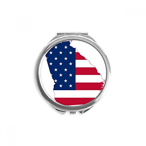 Georgia USA Map Stars Stripes Flag Shape Hand espelho redondo de bolso portátil de bolso portátil