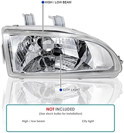 LENS CRÍVEIS DE LENS CLAROS Spec-D Tuning Compatível com Honda Civic 2/3/4dr 1992-1995 L+R Par de lâmpada da luz da cabeça