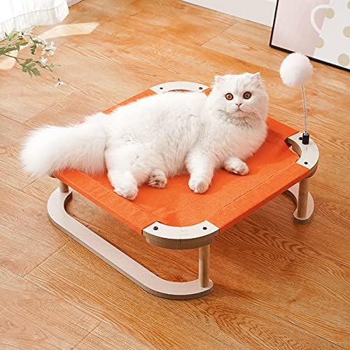 LKEIYAY CAT E DOG HAMMOCK BED - Camas de estimação de madeira elevadas e mobília para gatos internos com brinquedos