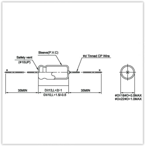 Capacitor eletrolítico axial, 100UF 450V