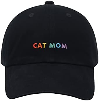Hatphile: Mãe Cat e Papai Chapéus para Pais de Cat orgulhosos | Para homens e mulheres | Texto bordado - ajuste ajustável - algodão