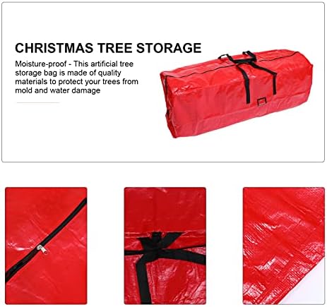 Bolsa de armazenamento de árvore de Natal Tree Artificial Zipper Bolsa Holida de férias de Natal Bolsa de árvores desmontadas com alças Proteção à prova d'água dos insetos de umidade de poeira 165x76cm vermelho